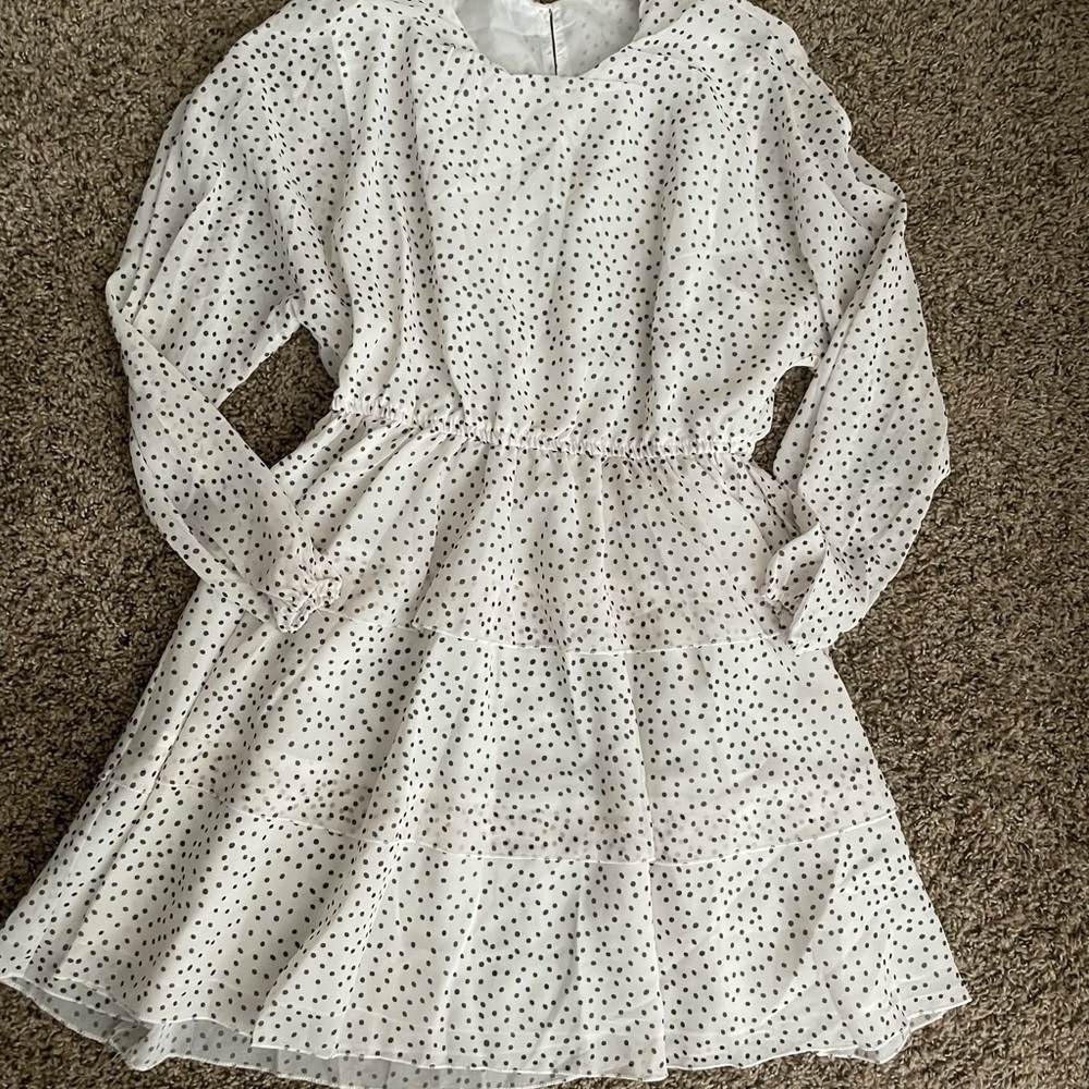 NWOT Cream and black dotted dress
